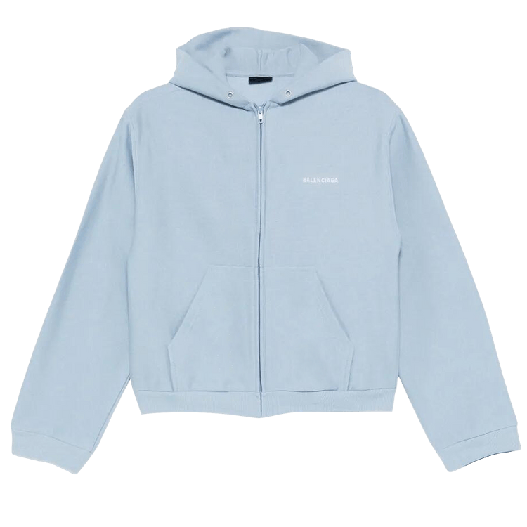 Balenciaga Standard Zip Hoodie "Light Blue/White"