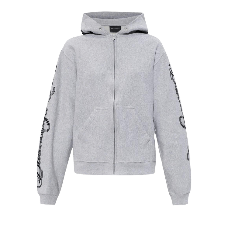 Balenciaga Standard Zip Hoodie "Light Heather Grey/Black"