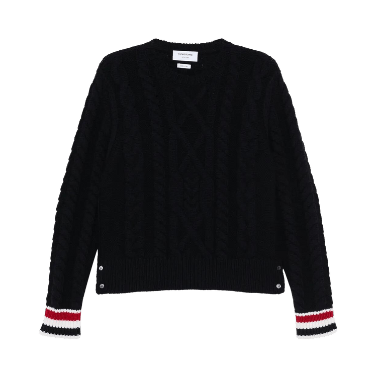Thom Browne Classic Aran Cable Stitch Crew Neck "Navy"