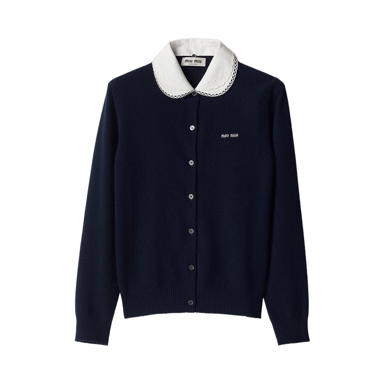 Miu Miu Long-Sleeve Polo Cardigan "Bleu"