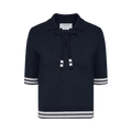 Thom Browne Tuck Stitch Short-Sleeve Neck Tie Polo "Navy"