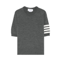 Thom Browne 4 Bar Wool Stripe Tee "Medium Grey"