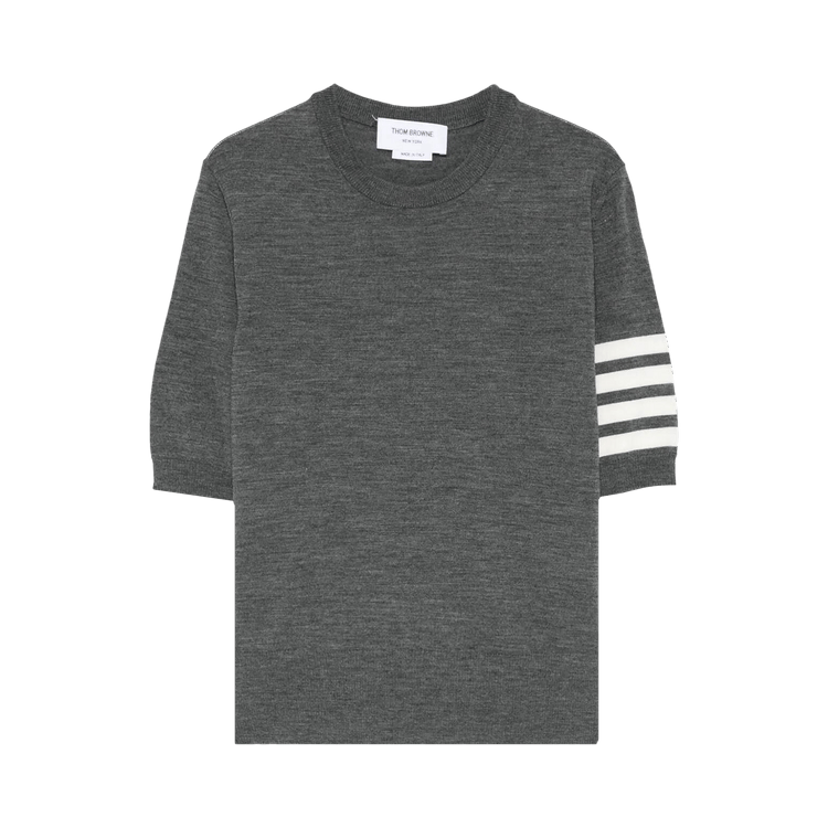 Thom Browne 4 Bar Wool Stripe Tee "Medium Grey"