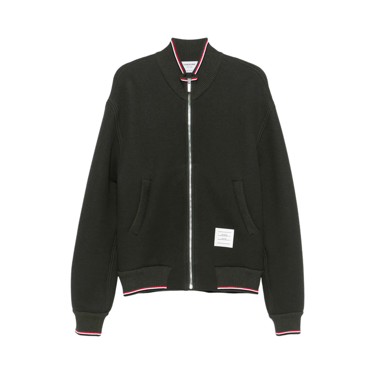 Thom Browne Oversized Funnel Neck Zip Up Jacket "Green Melange"