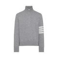Thom Browne Jersey Stitch Funnel Neck Half Zip "Light Grey"