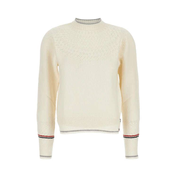 Thom Browne Pointelle Fair Isle Crew Neck "White"