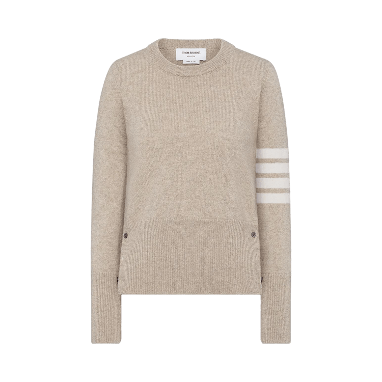 Thom Browne Jersey Stitch Classic Crew Neck Cardigan "Khaki"