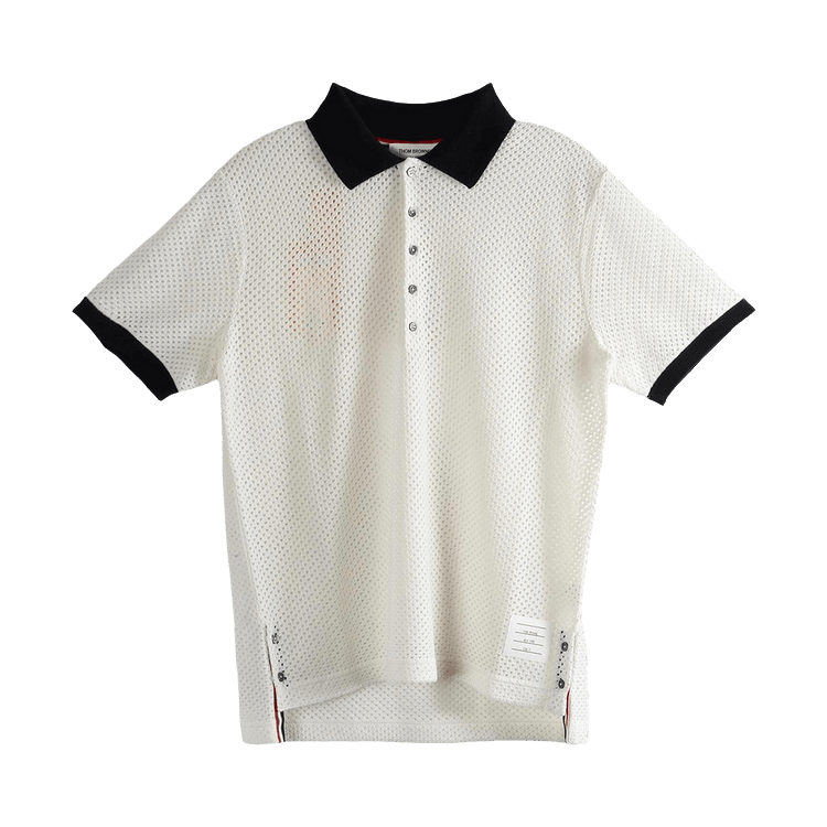Thom Browne Rib Cuff Contrast Trim Polo "White"