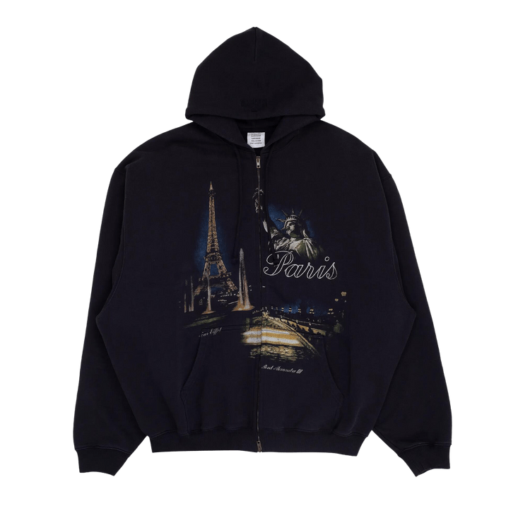 Vetements Paris Tourist Zip Up Hoodie "Black"