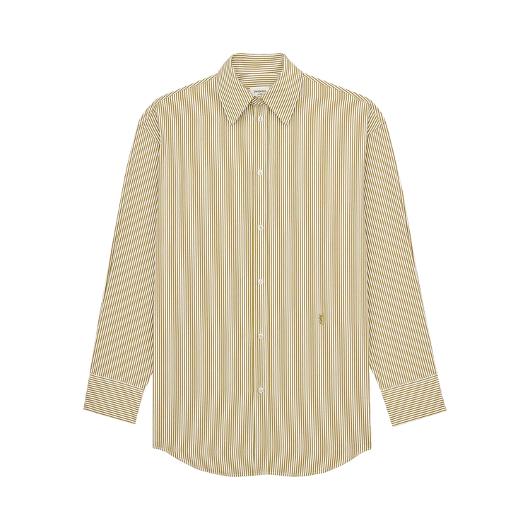 Saint Laurent Embroidered Shirt "Khaki/Blanc"