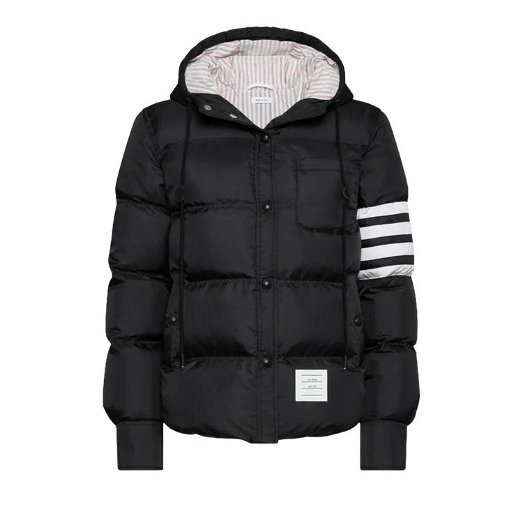 Thom Browne Shiny Ripstop Lightweight Down Filled 4 Bar Jacket "Black"