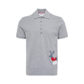 Thom Browne Reindeer Hector Short-Sleeve Rib Cuff Polo "Light Grey"
