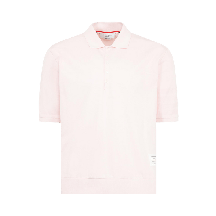 Thom Browne Overdyed 4 Bar Short-Sleeve Rib Cuff Polo "Light Pink"