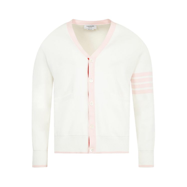 Thom Browne Milano Stitch V Neck Cardigan "White"