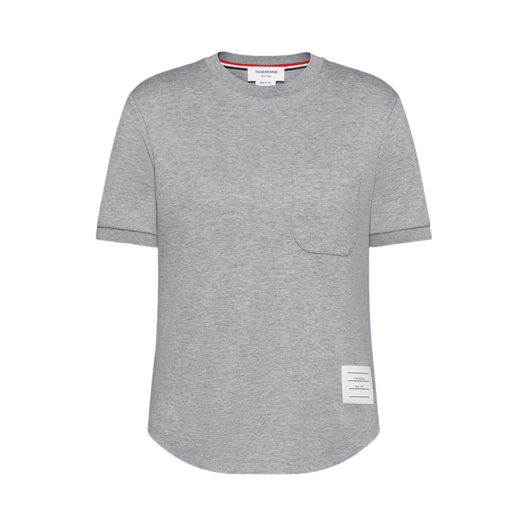 Thom Browne Short-Sleeve Tee In Cotton Milano "Light Grey"