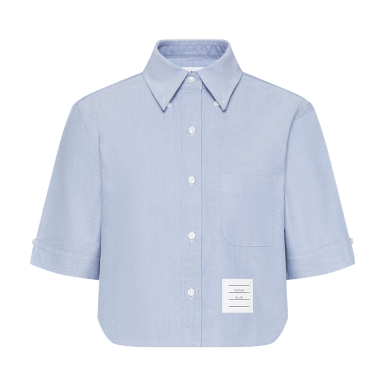 Thom Browne Classic Cropped Oxford Short-Sleeve Shirt "Light Blue"