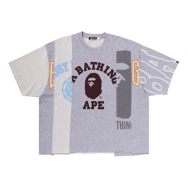BAPE Upcycled Multi Logo Cropped Fit Tee "Grey"