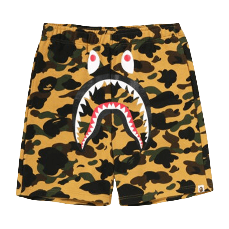 BAPE Camo Shark Sweat Shorts "Yellow"