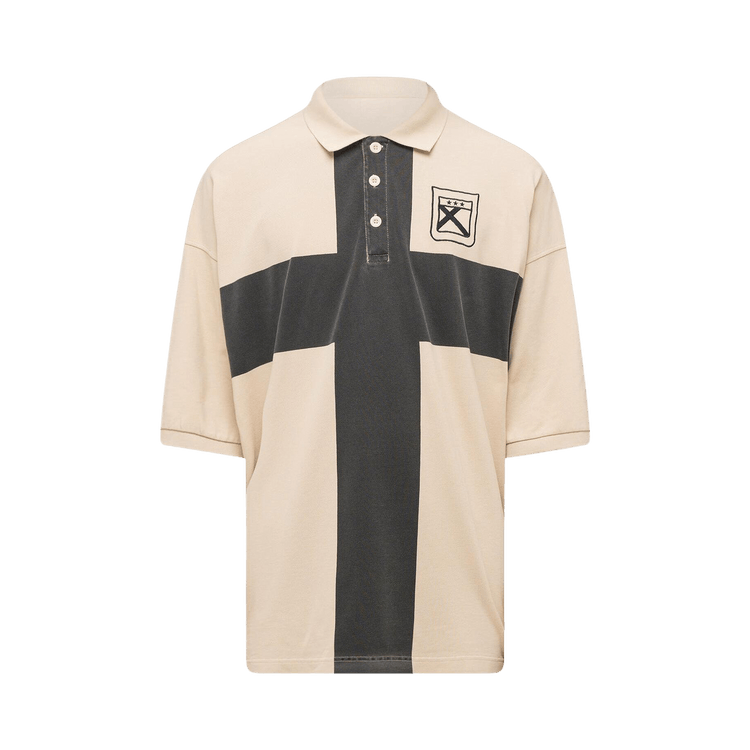 032C Fainting Cross Oversized Polo Shirt "Sand"