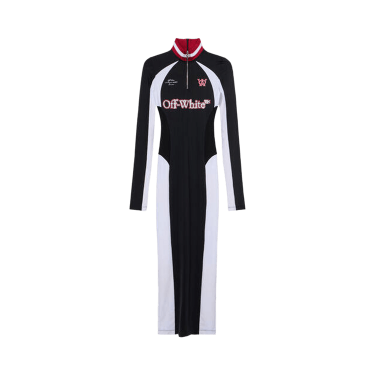 Off-White Tech Jersey Midi Dress "Black/White"