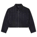PURPLE BRAND Pinstripe Hotfix Carpenter Sweater "Black"