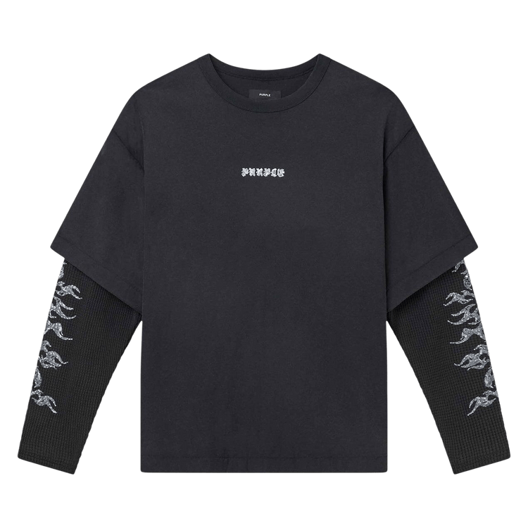PURPLE BRAND Textured Jersey Padded Tee "Black"