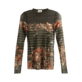 Jean Paul Gaultier Printed Marinière Grape Mesh Long-Sleeve Top "Khaki/Multicolor"