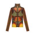 Jean Paul Gaultier High Neck Long-Sleeve Top "Orange/Blue/Brown"
