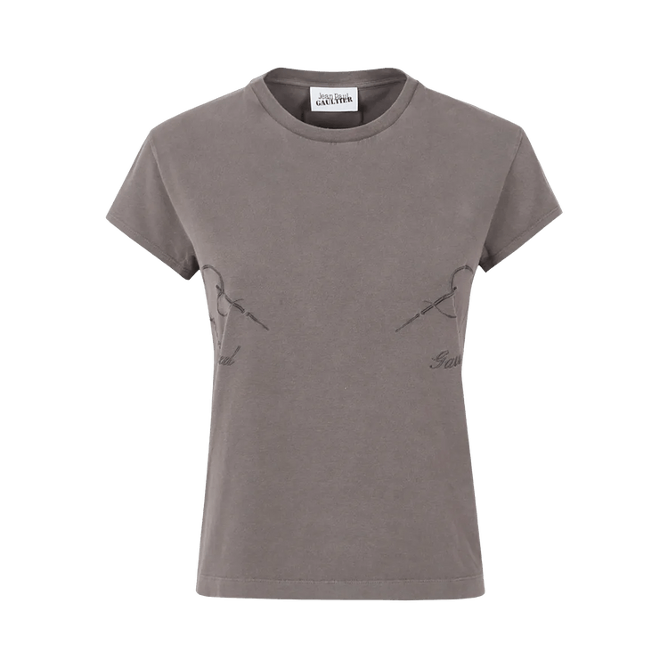 Jean Paul Gaultier Embroidered Stretch Tee "Dark Grey"