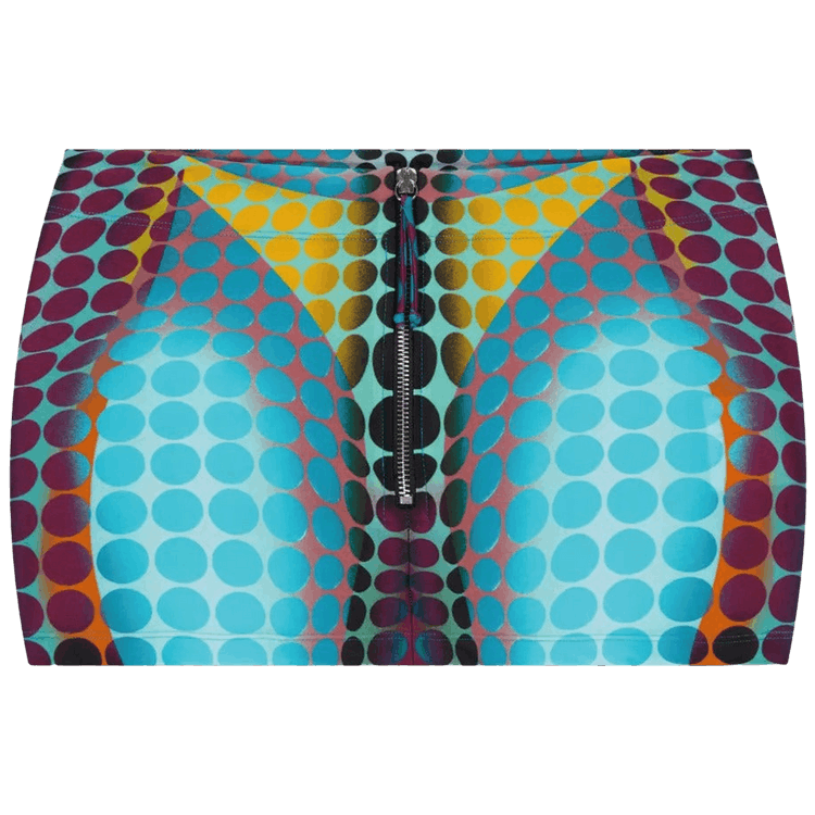 Jean Paul Gaultier Center Front Zip Closing Mini Skirt "Blue/Purple/Yellow"