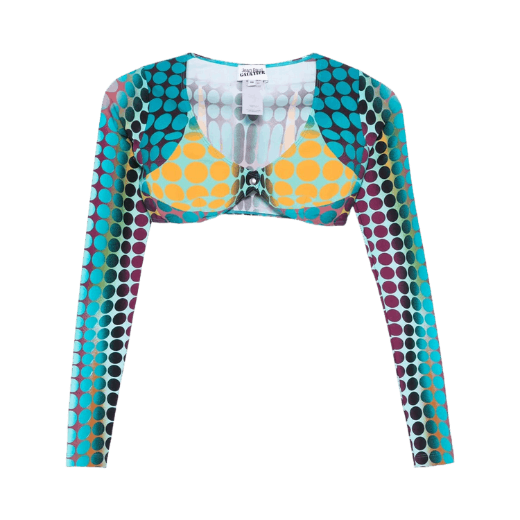 Jean Paul Gaultier U Neck Cropped Long-Sleeve Top "Blue/Purple/Yellow"