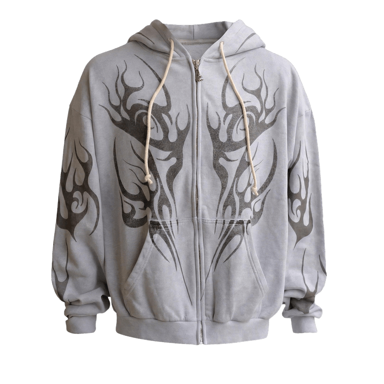 Hellstar Tribal Flame Zip Up "Grey"