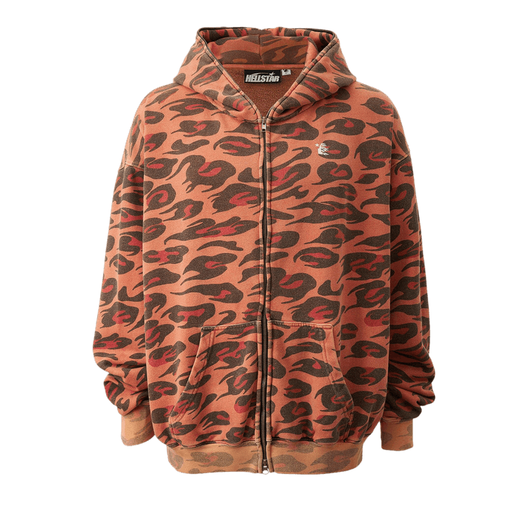 Hellstar Sunfaded Cheetah Zip Up "Red"