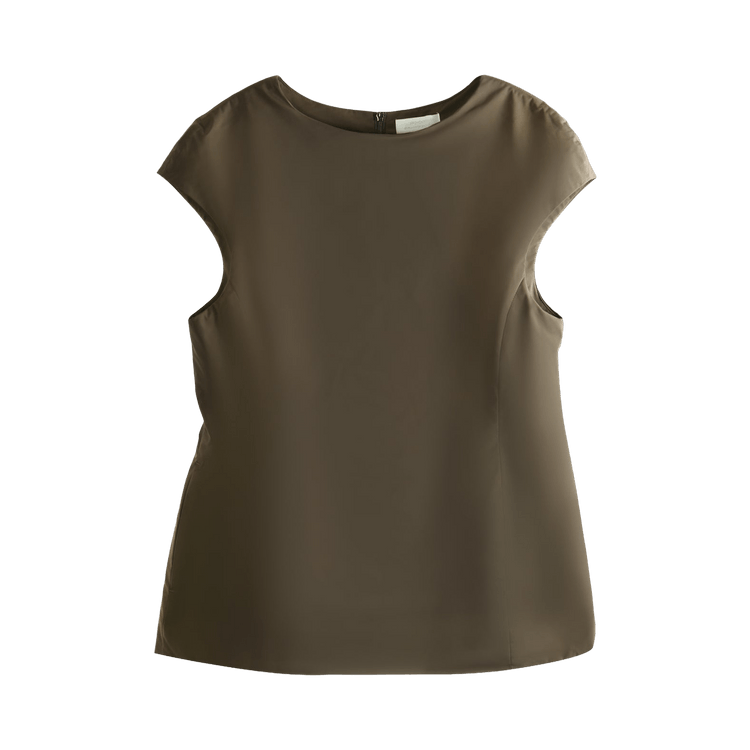 Amomento Taffeta Mock Neck Mini Dress "Brown"