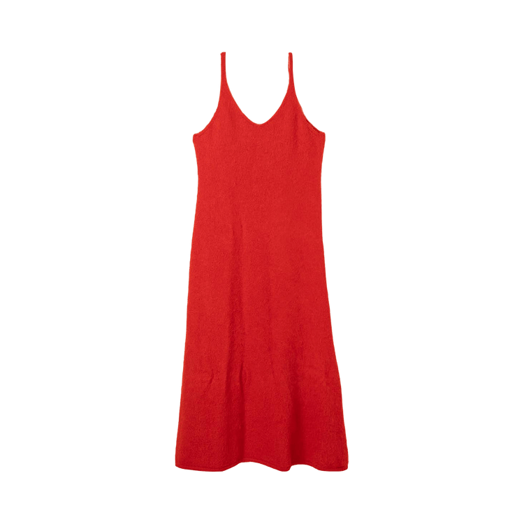 Auralee Garment Dyed Baby Alpaca Fur Knit Dress "Red"