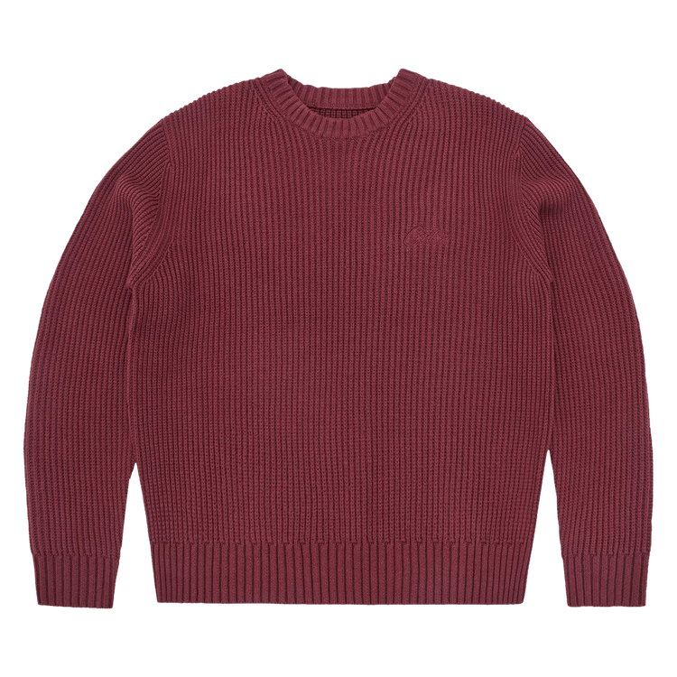 Corteiz Crochet Applique Knit Crew "Burgundy"