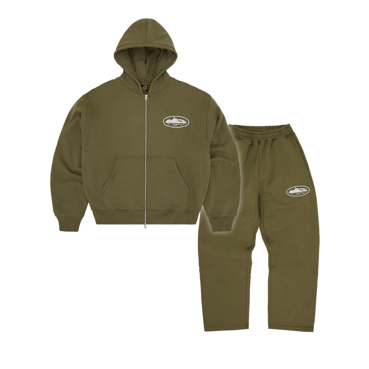 Corteiz Island Puff Print Tracksuit "Olive"