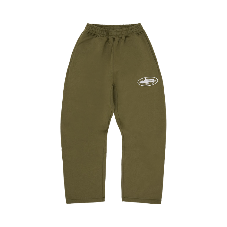 Corteiz Island Puff Print Open Hem Sweatpant "Olive"