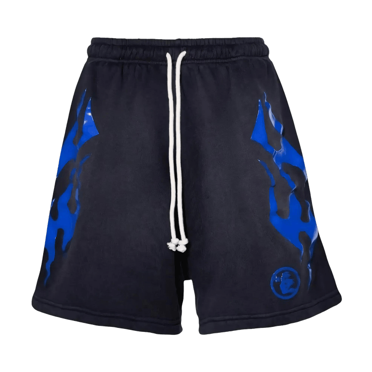 Hellstar Flame Logo Track Shorts "Black/Blue"