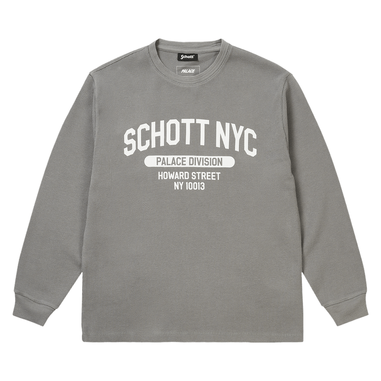 Palace x Schott Waffle Long-Sleeve "Grey"