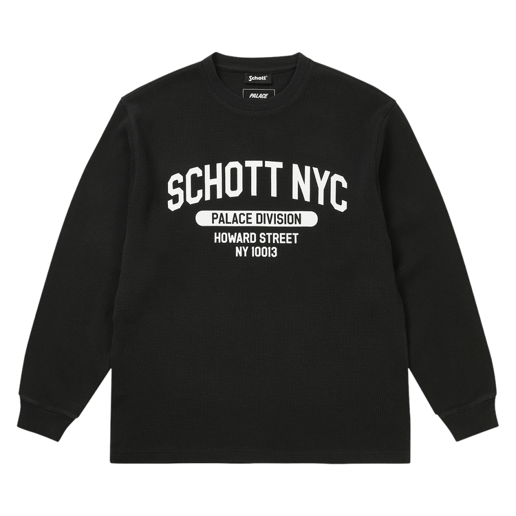 Palace x Schott Waffle Long-Sleeve "Black"