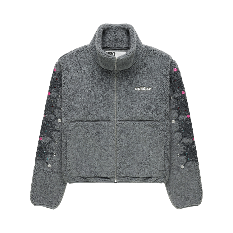 Sp5der Webstone Teddy Fleece Zip Up "Slate Grey"
