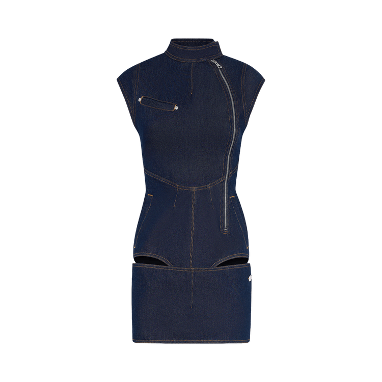 Jean Paul Gaultier Short Denim Dress With Jumpsuit Detail "Indigo"