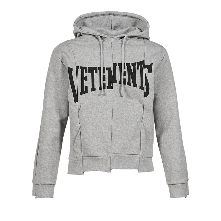 Vetements Cut-Up Logo Fitted Hoodie "Grey Melange"