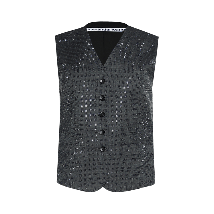 Alexander Wang V-Neck Tailored Vest W/ Allover Hotfix "Grey"