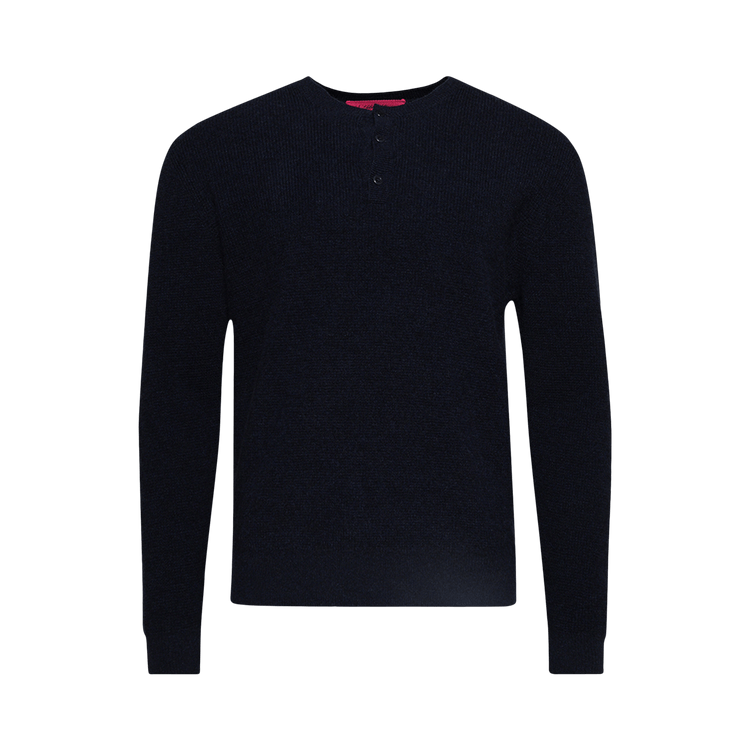 The Elder Statesman Waffle Thermal Henley "Twilight"
