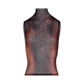 Jean Paul Gaultier Mesh High Neck Tank Top Printed "Python" "Brown/Black"