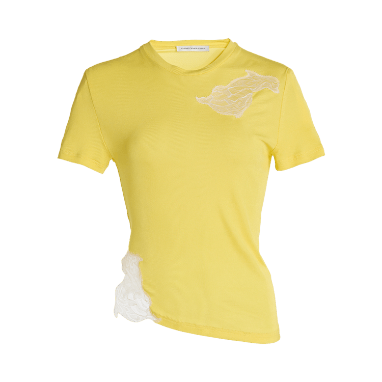 Christopher Esber Delphin Lace Rib Tee "Zest/White"