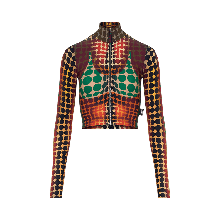 Jean Paul Gaultier Re-Edition High Neck Long-Sleeve Top "Orange/Blue/Brown"