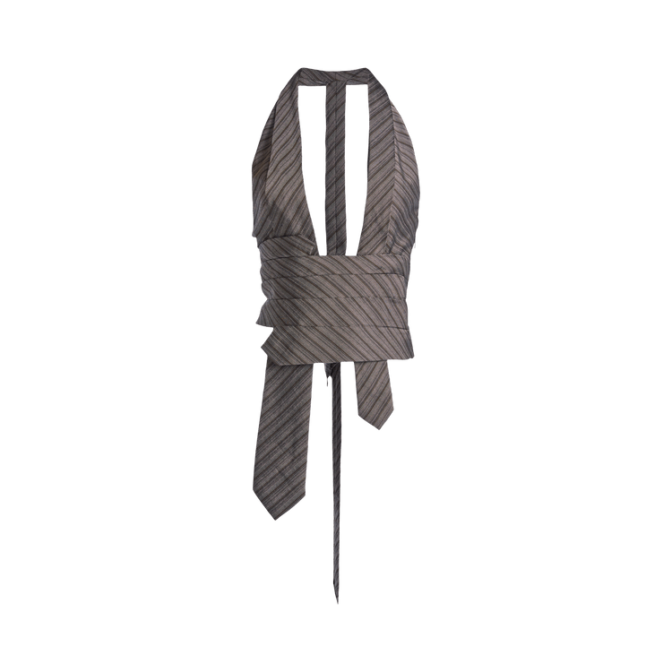Christopher Esber Reyer Tailored Tie Top "Graphite Stripe"
